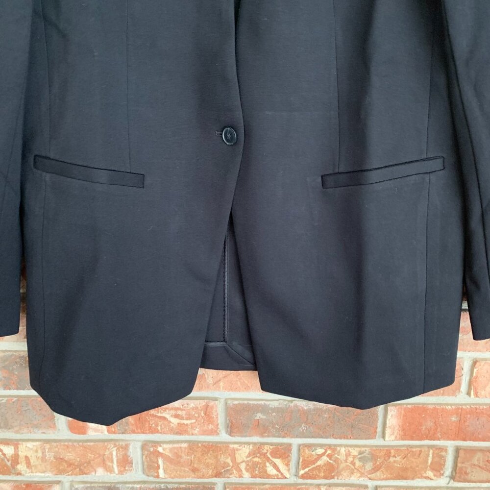 NWT SPANX The Perfect Collarless Oversized Pointe Navy Blue Blazer Size M - Picture 9 of 15